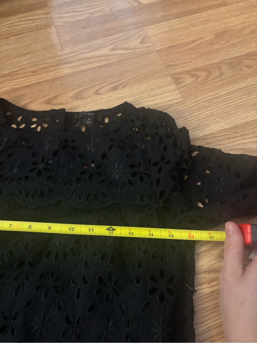 J. Crew Black Eyelet Mini Dress with Floral Cutouts - Picture 9 of 12